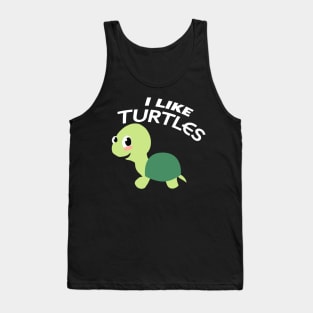 I Like Turtles Cute Cartoon Turtle Tank Top